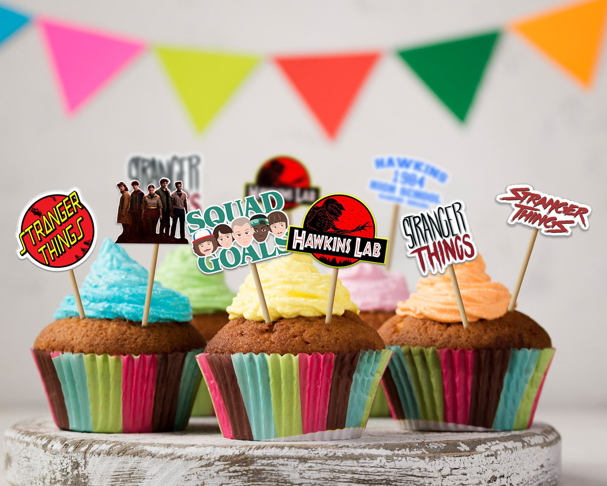 Stranger Things Theme Cup Cake Topper