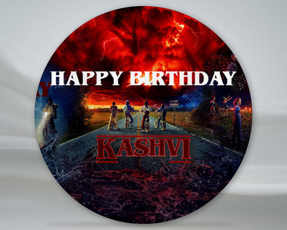 Stranger Things Theme Personalized Round Backdrop