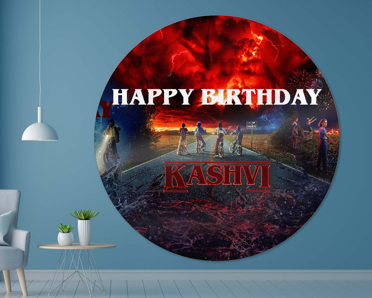 Stranger Things Theme Personalized Round Backdrop