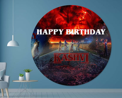 Stranger Things Theme Personalized Round Backdrop
