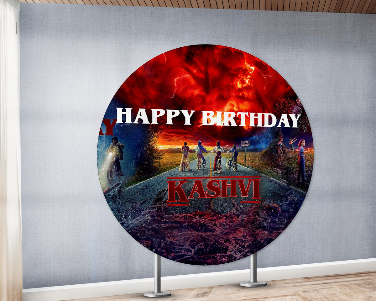 Stranger Things Theme Personalized Round Backdrop