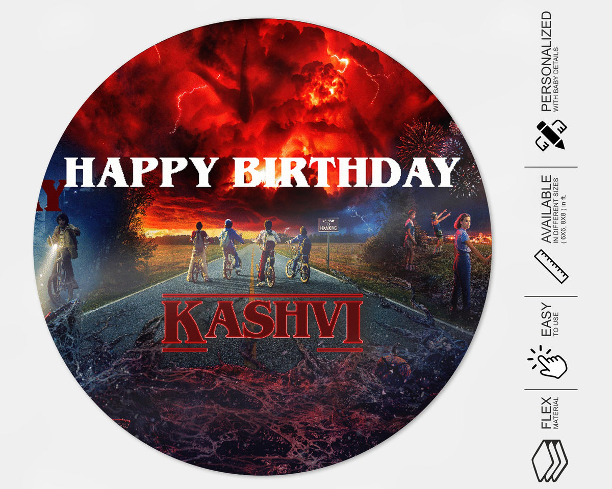 Stranger Things Theme Personalized Round Backdrop