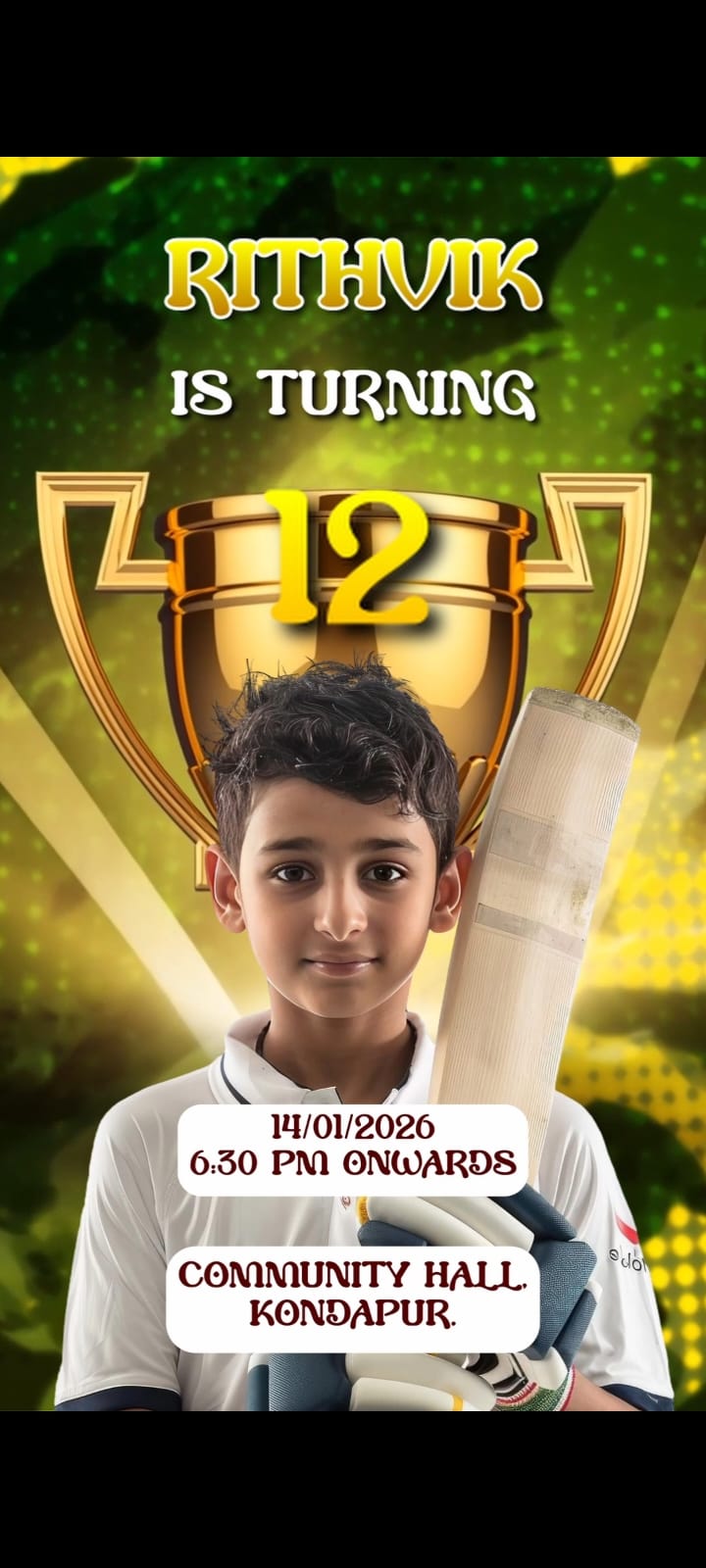 Cricket  Theme E-Video Invite