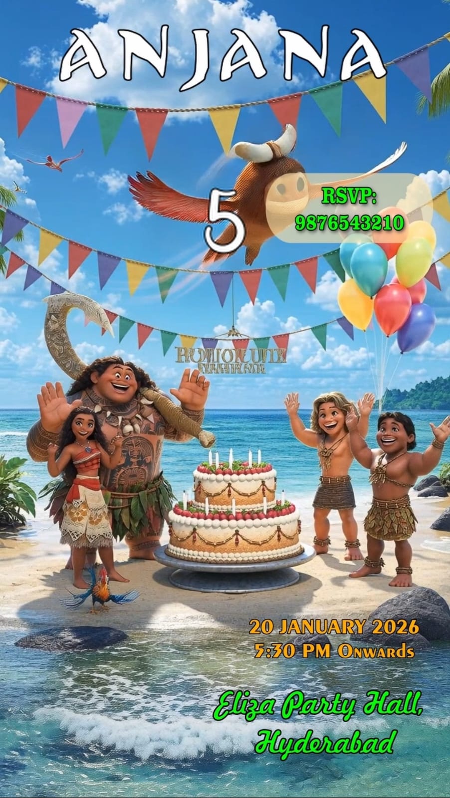 Moana  Theme E-Video Invite