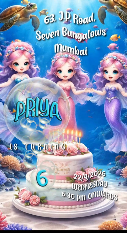 Mermaid  Theme E-Video Invite - image 3 of 3 | Party Supplies India