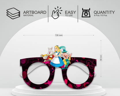 PSI Alice In Wonderland theme Birthday Party glasses