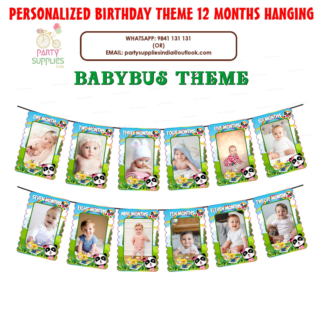 PSI Baby Bus Theme 12 Months Photo Banner