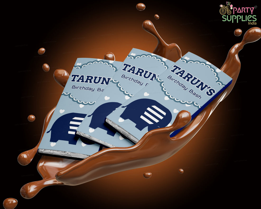 blue Elephant Theme Home Made Chocolate Return Gifts