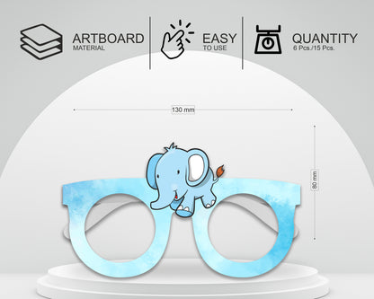 PSI Blue Elephant theme Birthday Party glasses