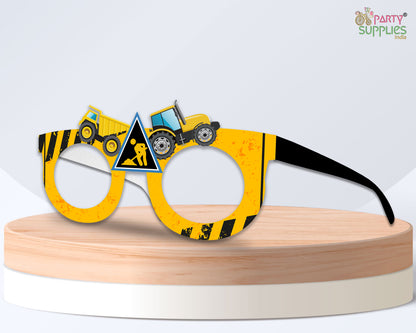 PSI Construction theme Birthday Party glasses