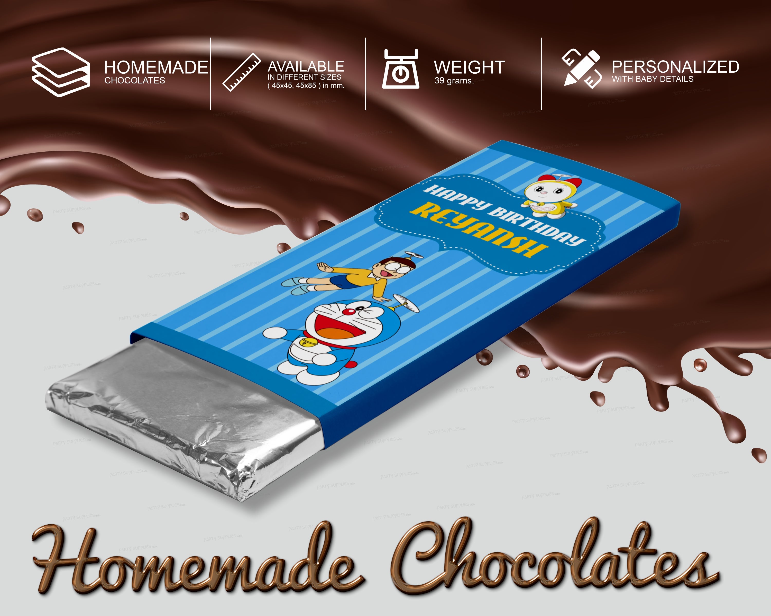 Doraemon Theme Home Made Chocolate Return Gifts