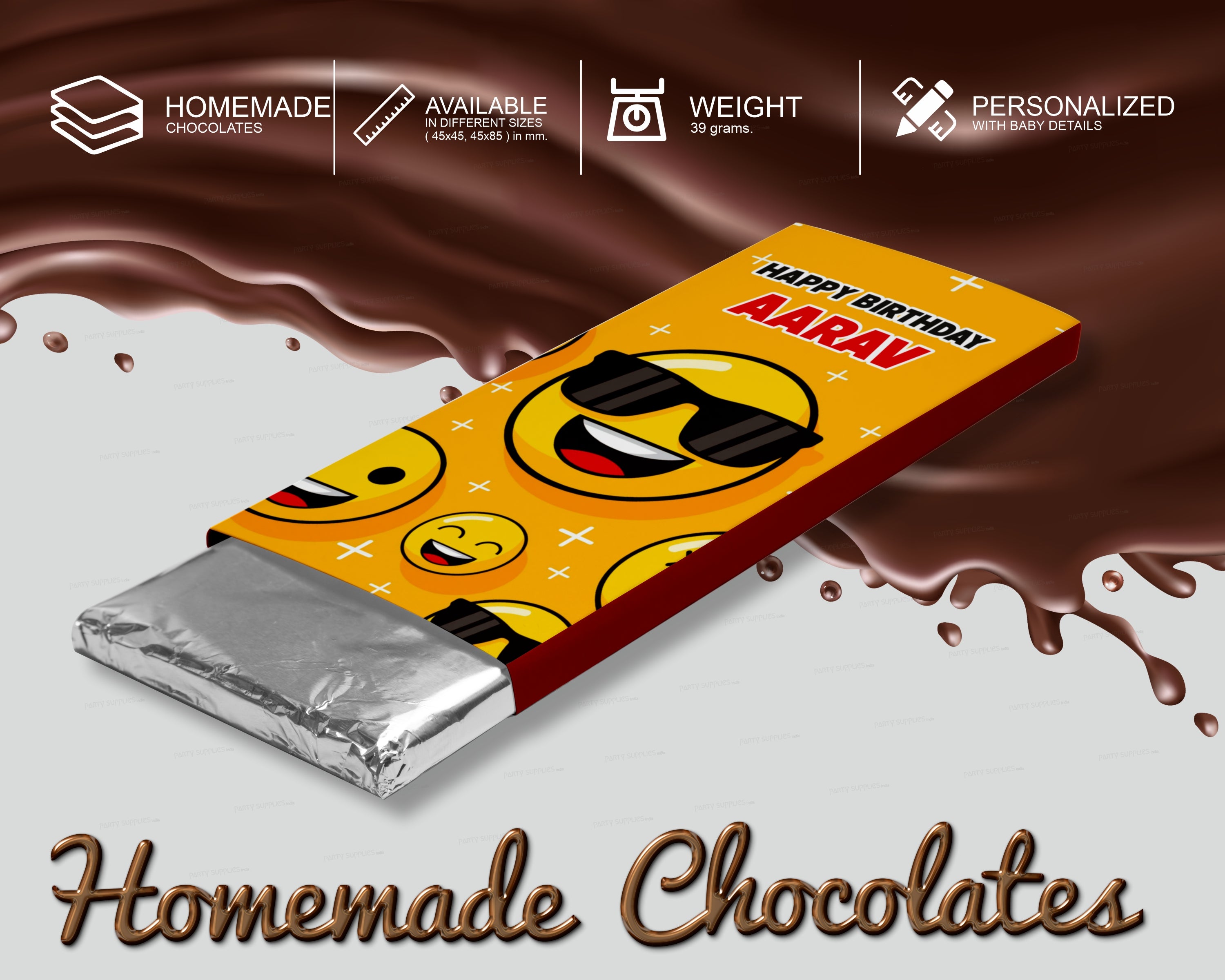 Emoji Theme Home Made Chocolate Return Gifts