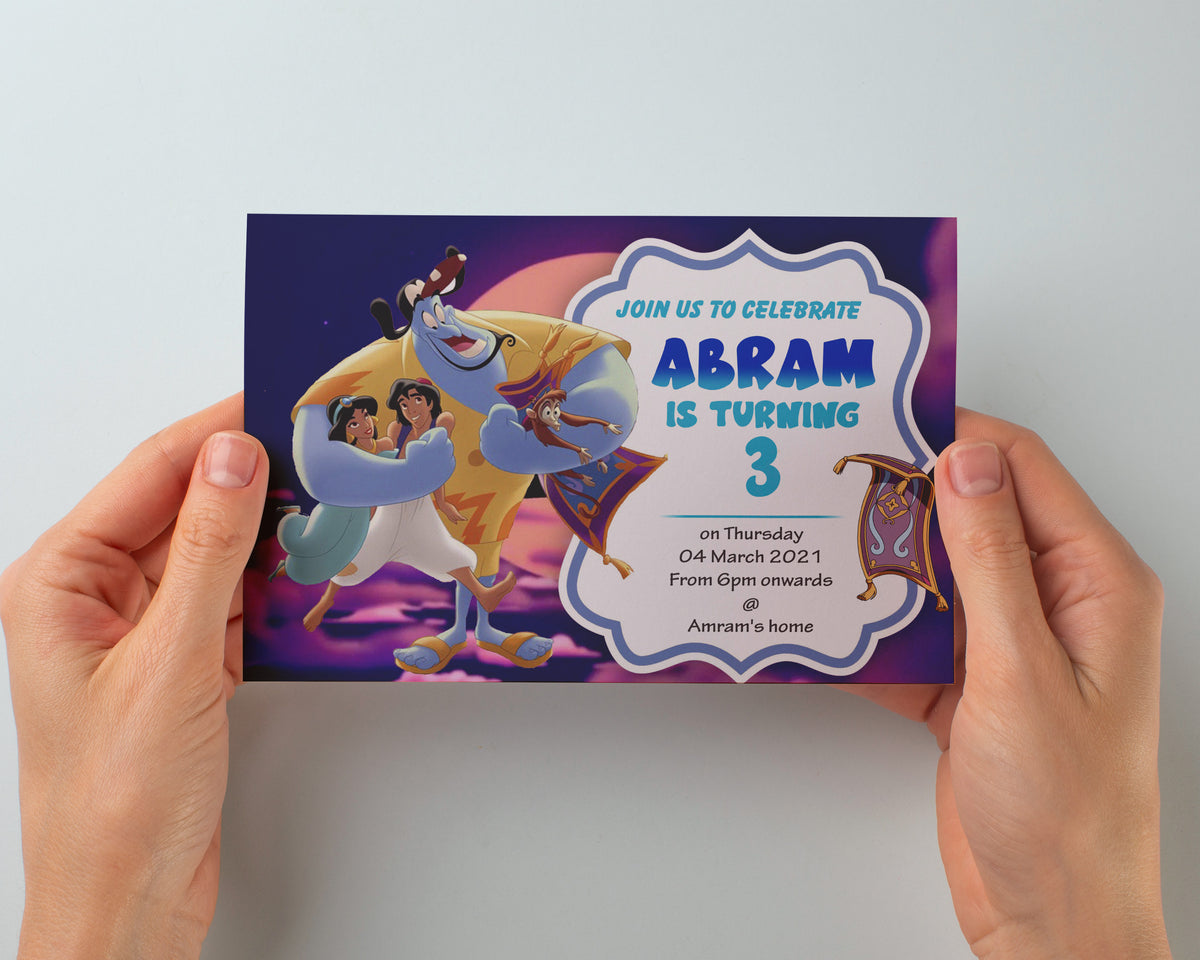 Aladdin Invite Aladdin Theme Invite | Personalized Birthday Party Celebrations Online ...