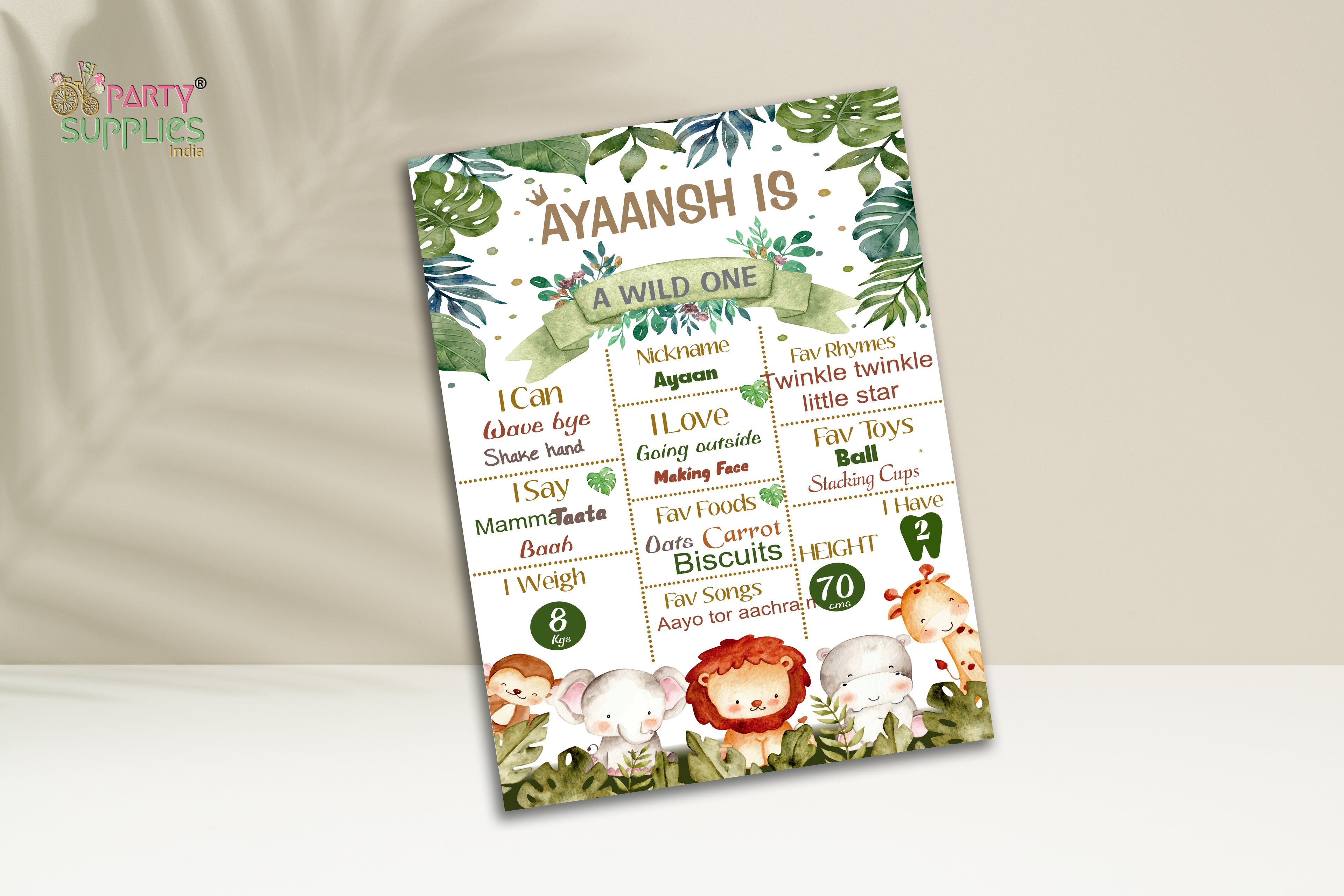 Jungle Theme Personalized Chalk Board