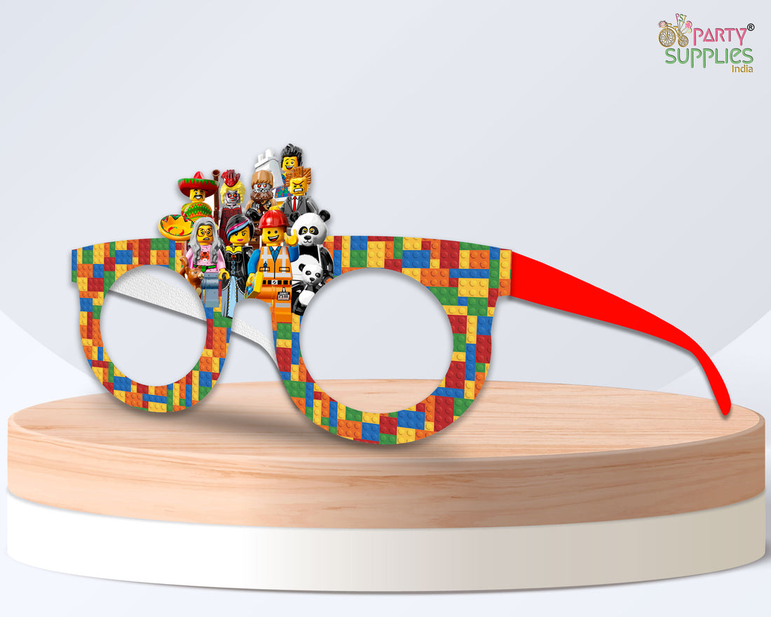 PSI Lego theme Birthday Party glasses