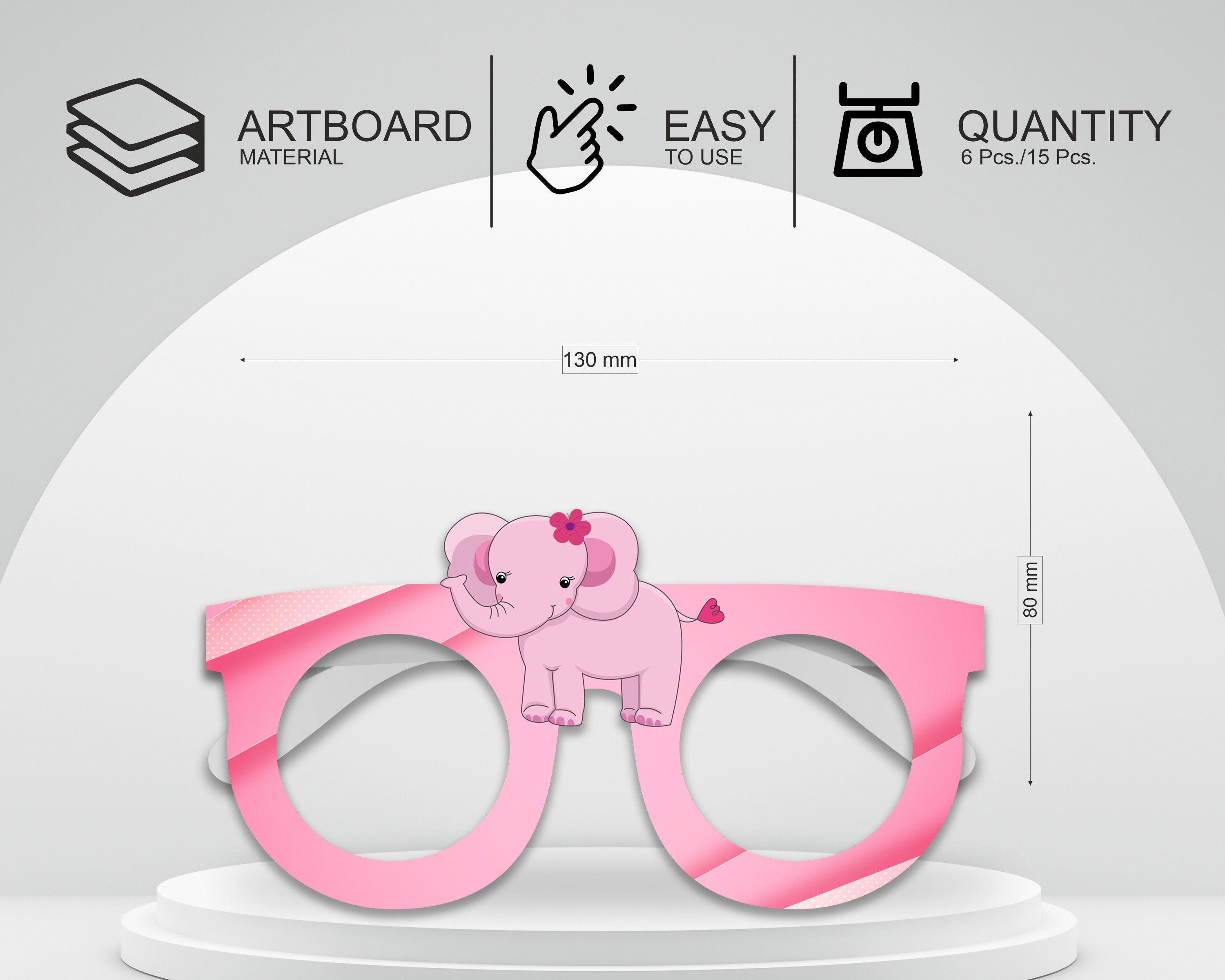 PSI Pink Elephant  theme Birthday Party glasses