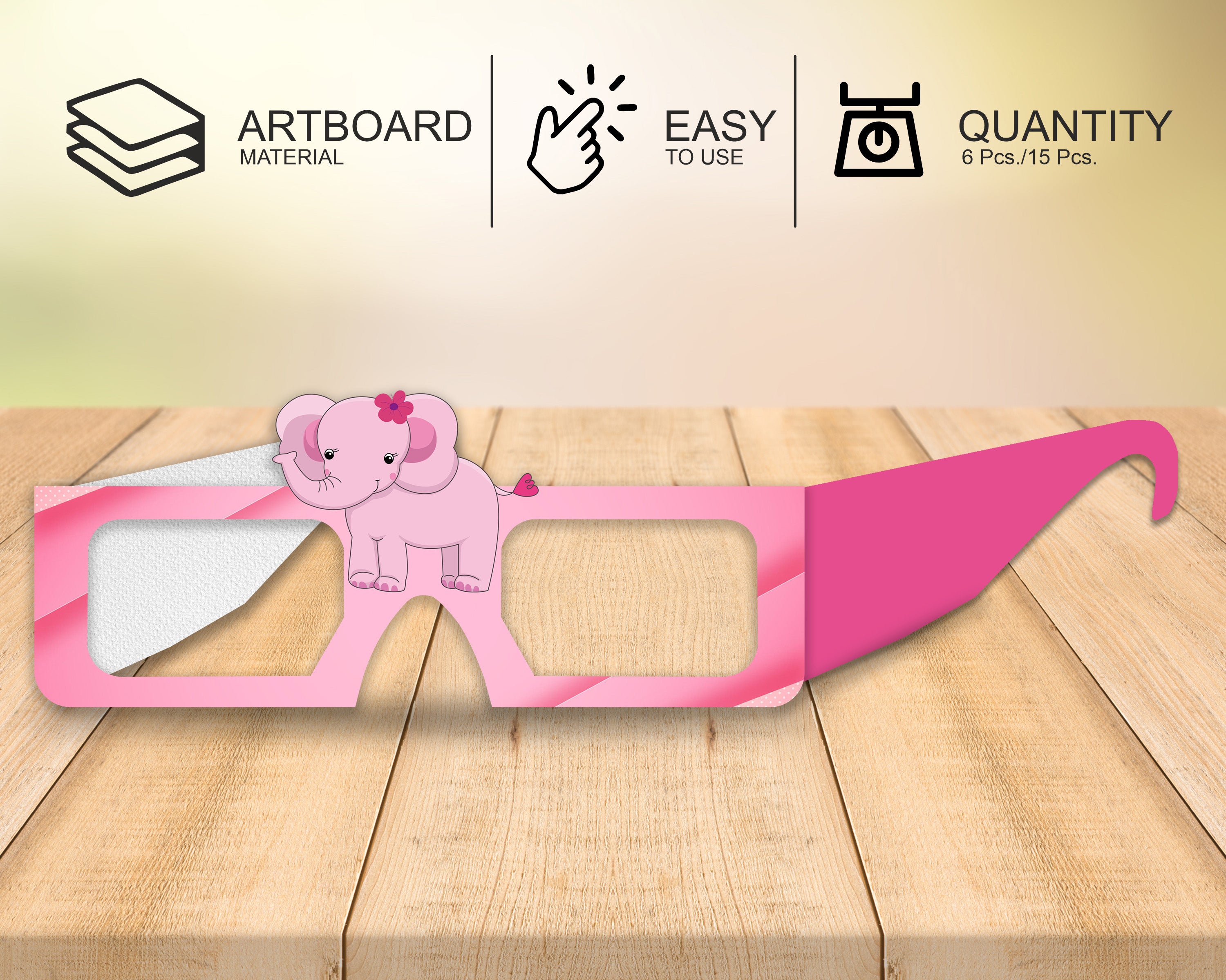 Pink Elephant  theme Birthday Party glasses