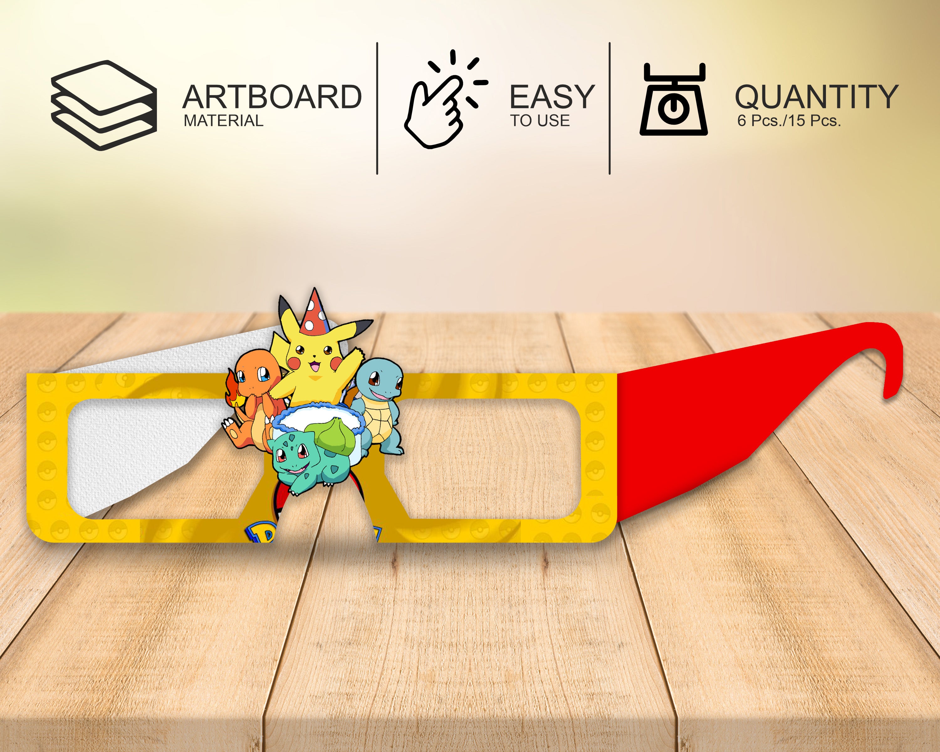 Pokemon theme Birthday Party glasses