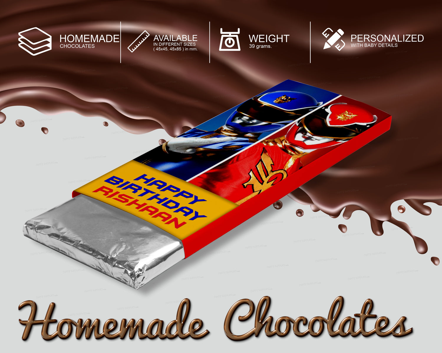 Power Rangers Theme Home Made Chocolate Return Gifts | Birthday Pa ...