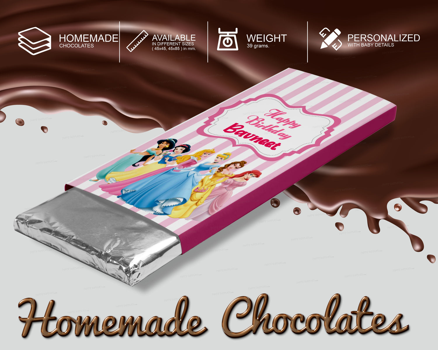 Princess Theme Home Made Chocolate Return Gifts Home Birthday