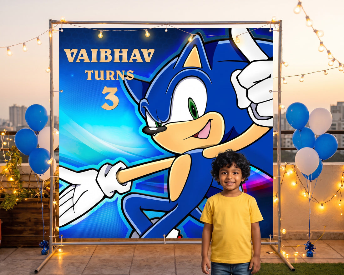 Sonic the Hedgehog Theme Classic Square Backdrop - party photo | Party Supplies India