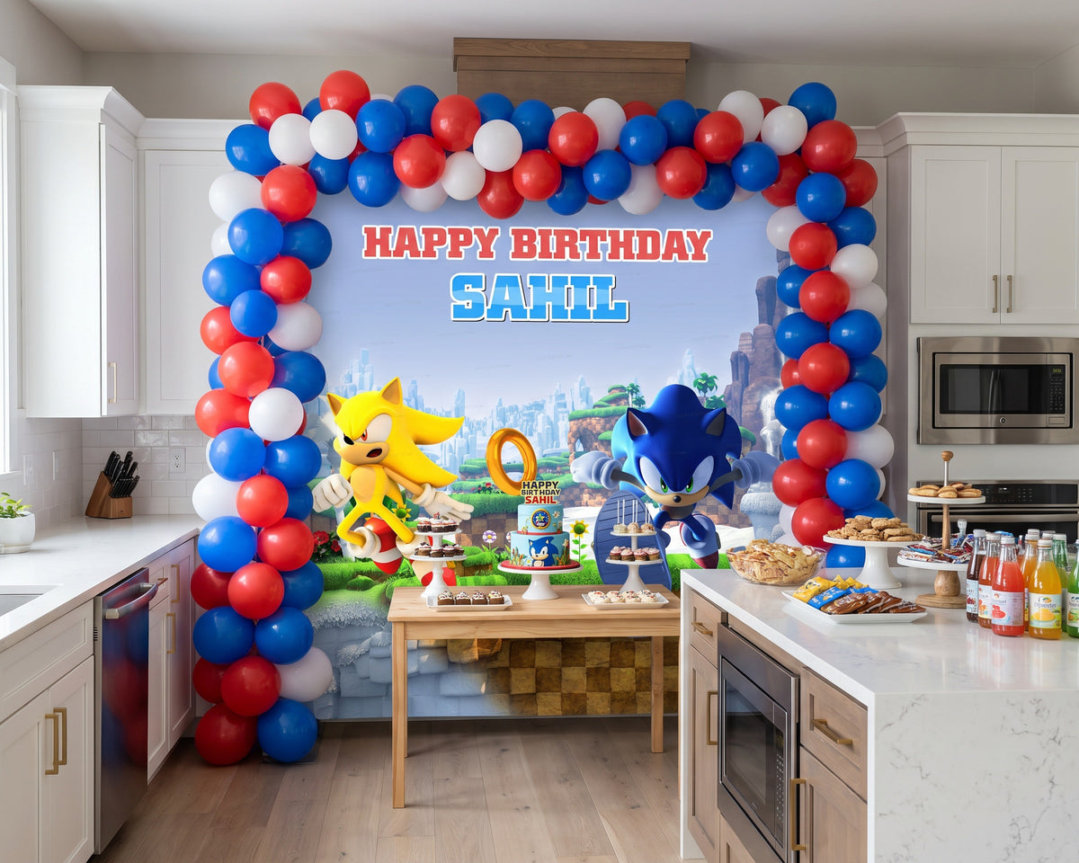 Sonic the Hedgehog Theme Standard Square Backdrop - party decor photo | Party Supplies India