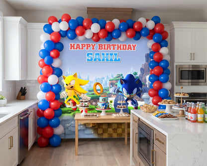 Sonic the Hedgehog Theme Standard Square Backdrop - party decor photo | Party Supplies India