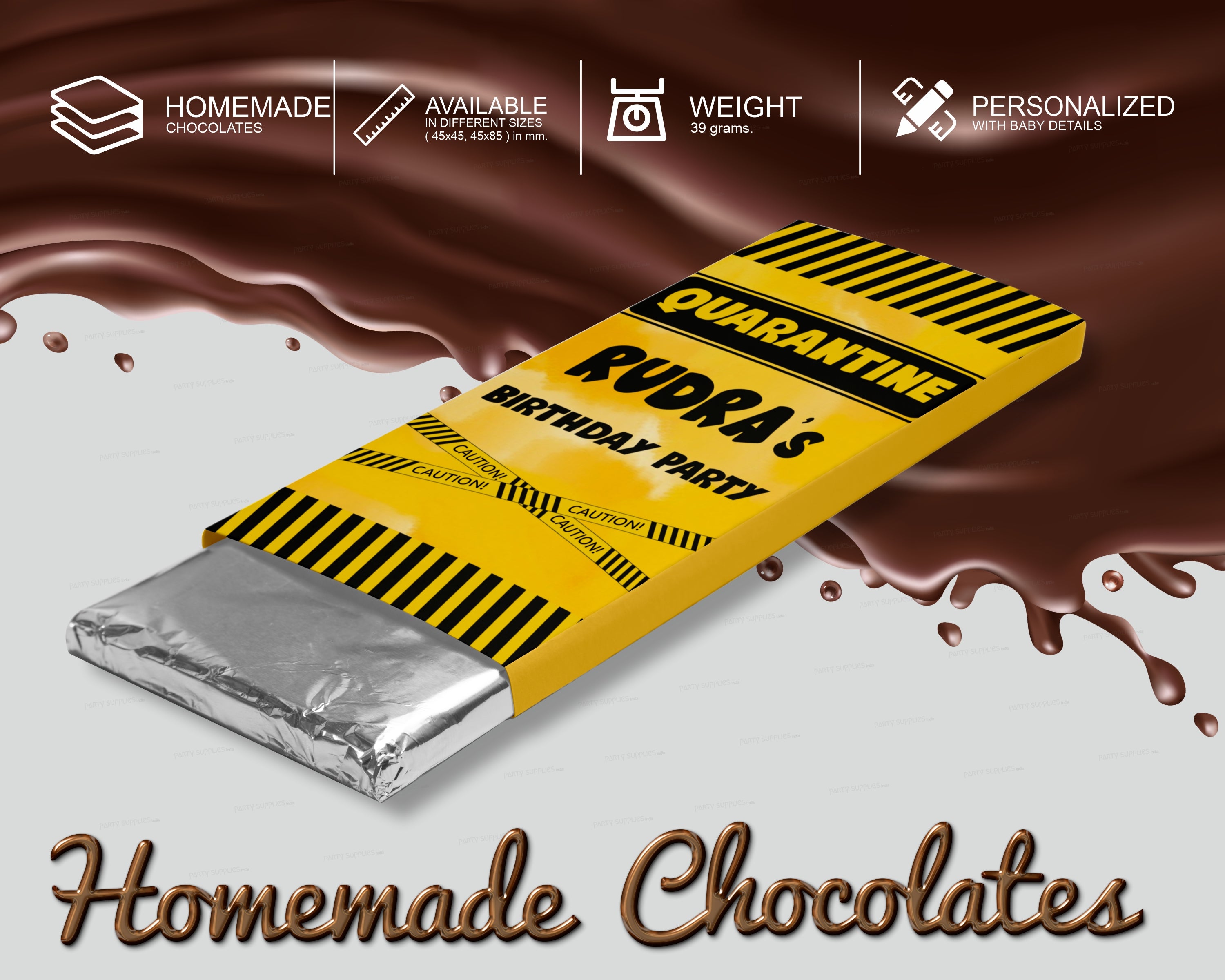 Quarantine Theme Home Made Chocolate Return Gifts