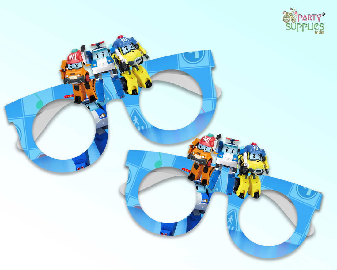 Robo Poli theme Birthday Party glasses