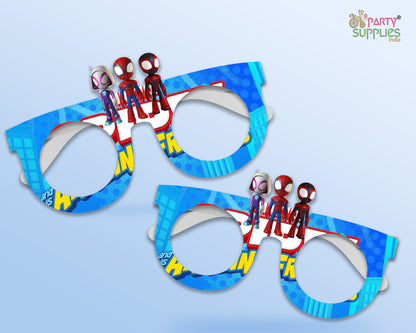 Spidey And His Amazing Friends theme Birthday Party glasses