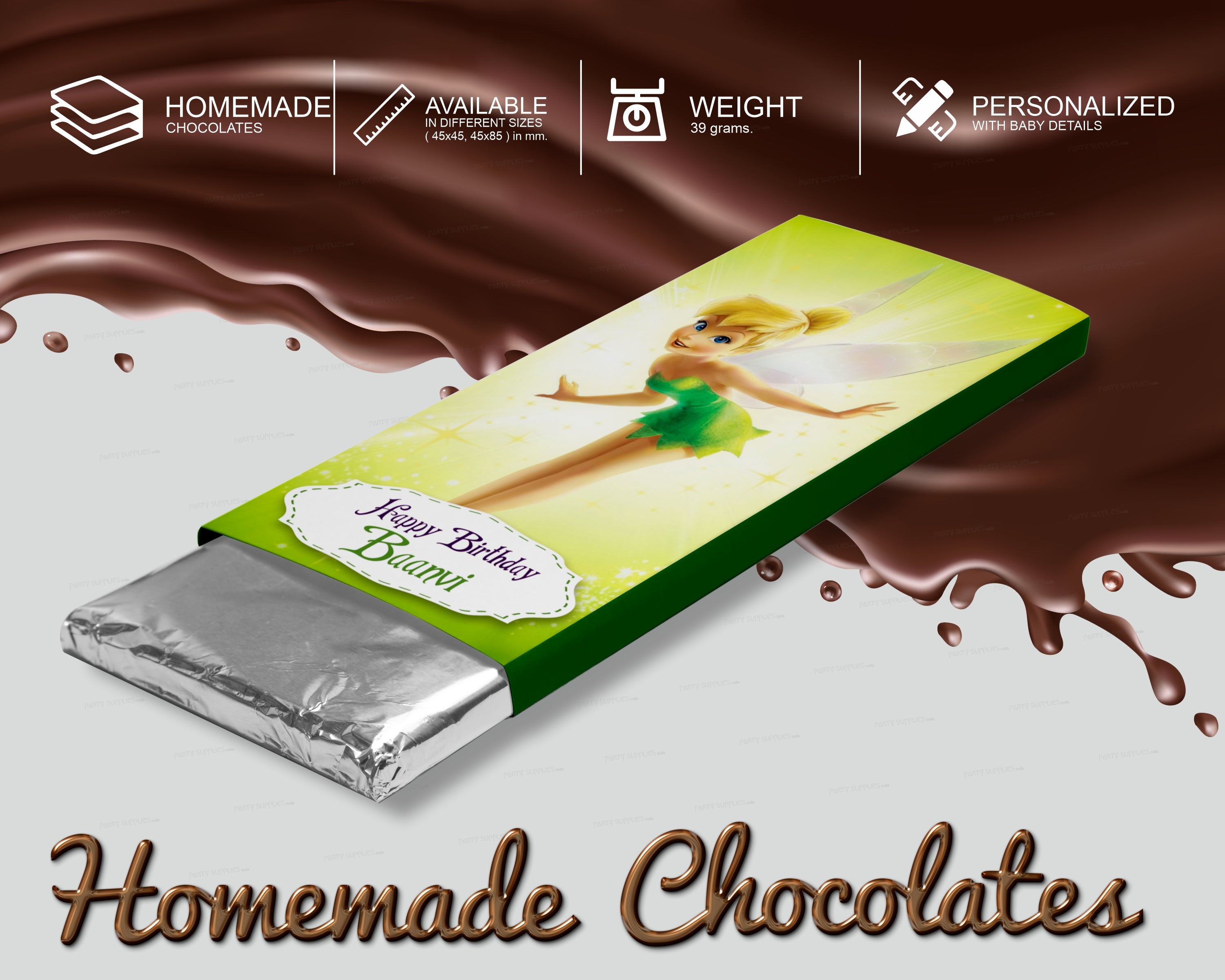 TinkerBell  Theme Home Made Chocolate Return Gifts