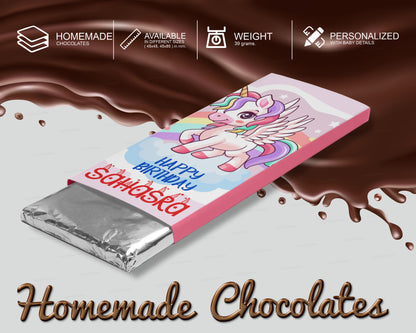 Unicorn Theme Home Made Chocolate Return Gifts