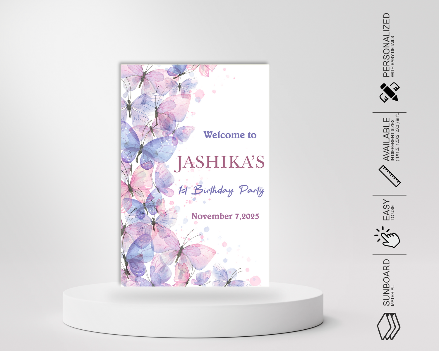Butterfly Theme Welcome Board - image 3 of 3 | Party Supplies India