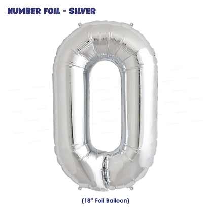 Number 0 Premium Silver Foil Balloon