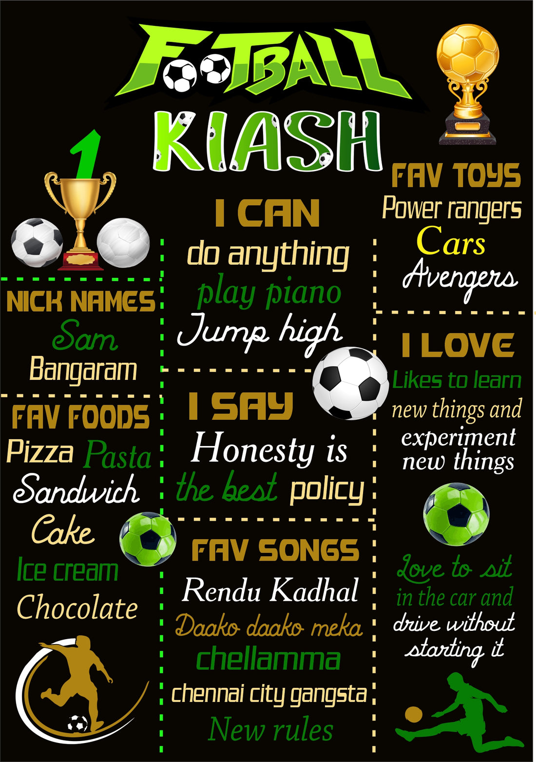 Football Theme Chalk Board