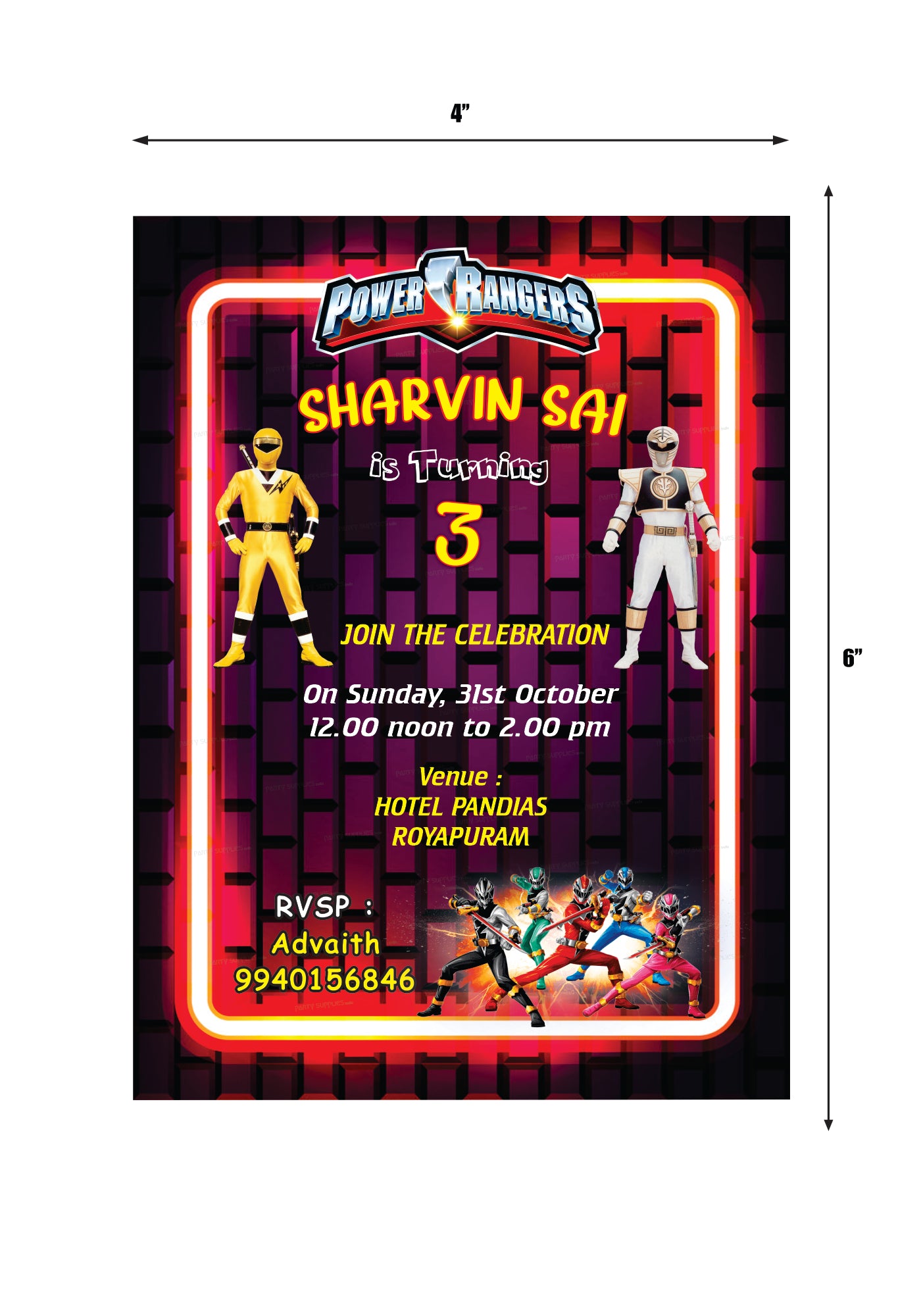 Power Rangers Theme Invite
