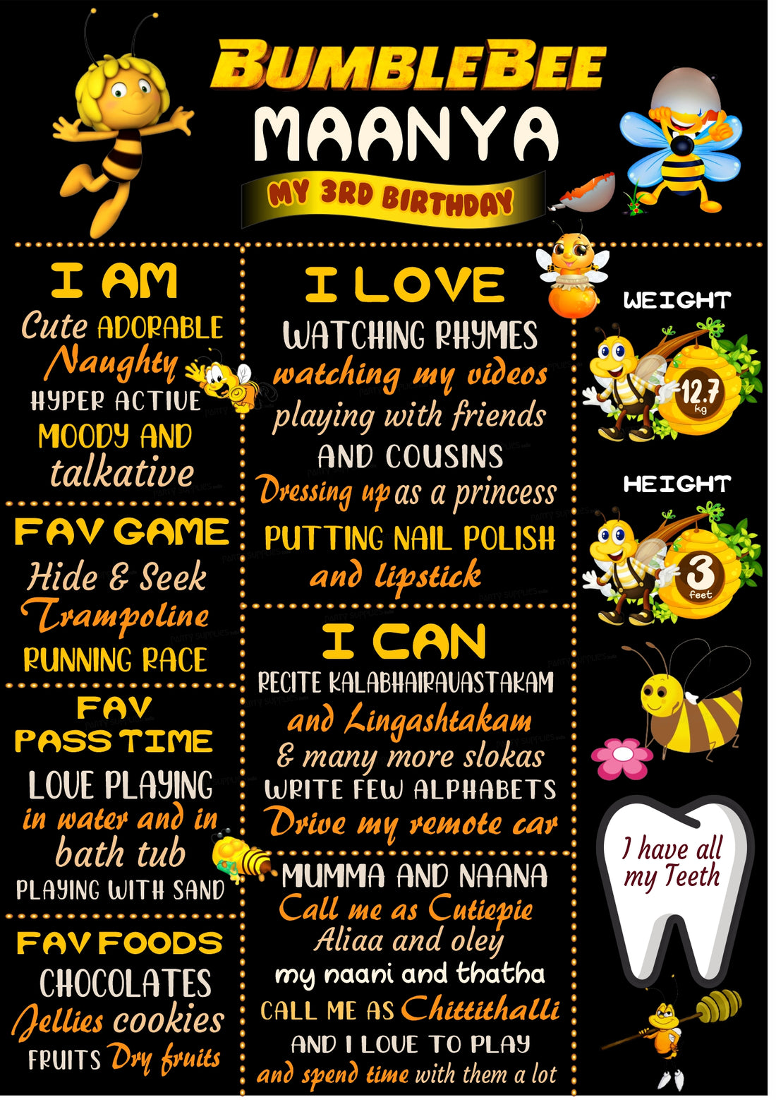 Bumble Bee Theme Chalk Board