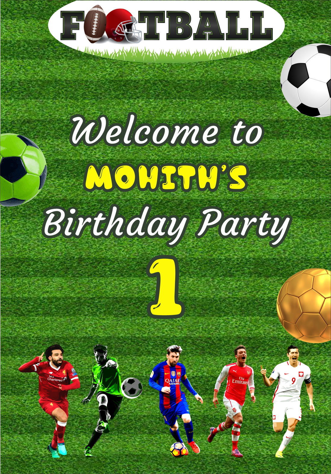 Football Customized Theme Welcome Board