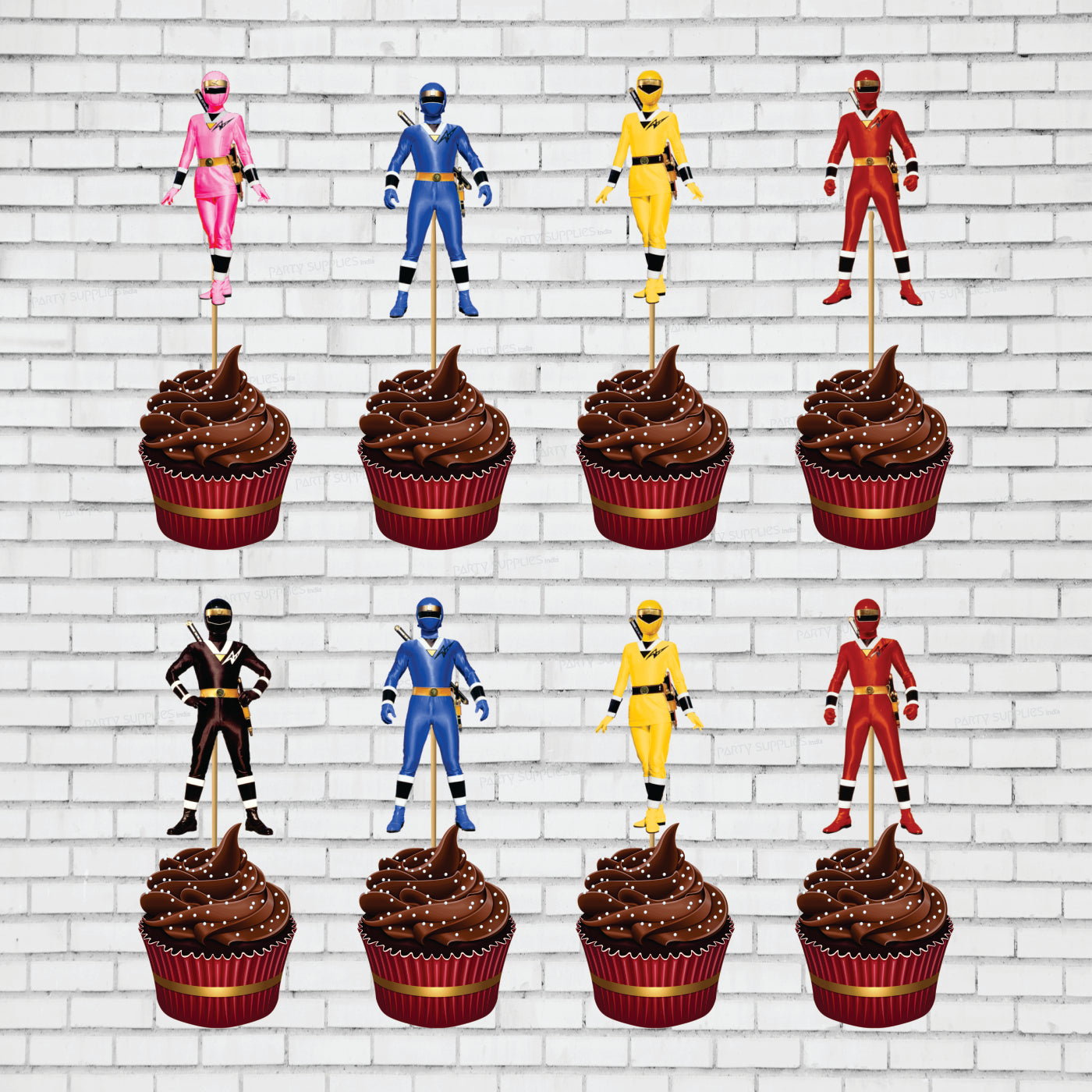 Power Rangers Theme Cup Cake Topper