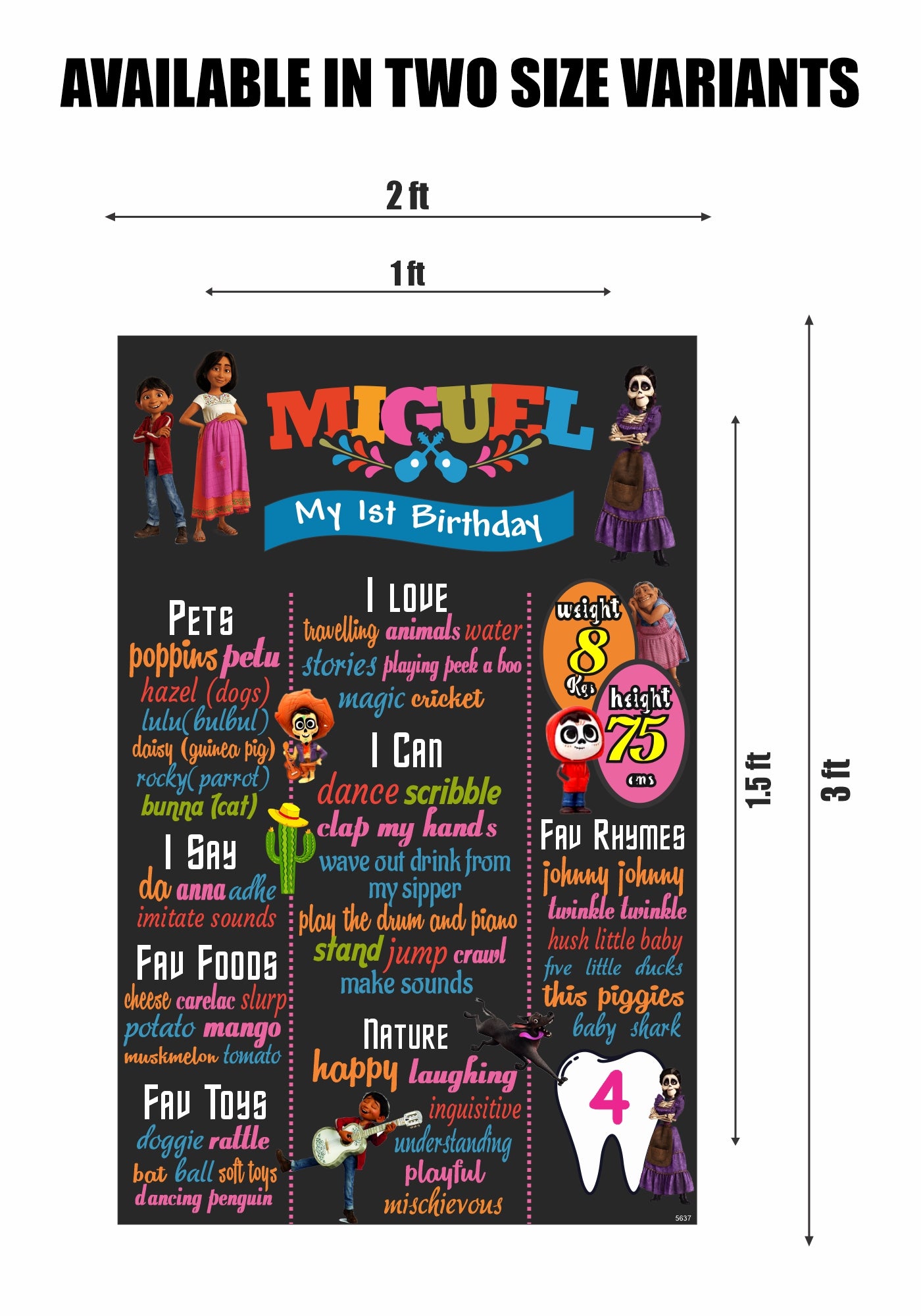 Coco Theme Chalkboard - image 2 of 3 | Party Supplies India