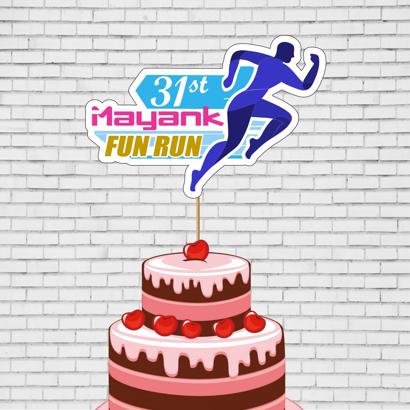 PSI Marathon Theme Personalized Cake Topper