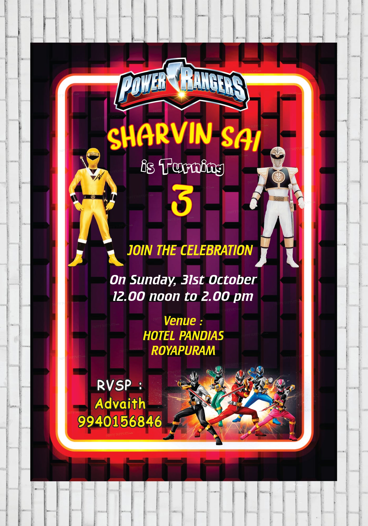 PSI Power Rangers Theme Invite