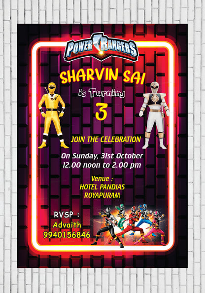 Power Rangers Theme Invite