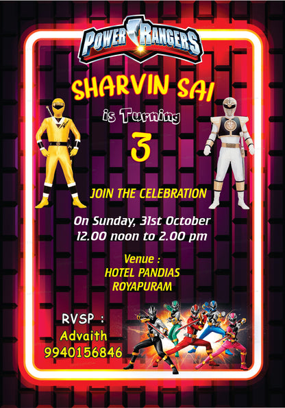 Power Rangers Theme Invite