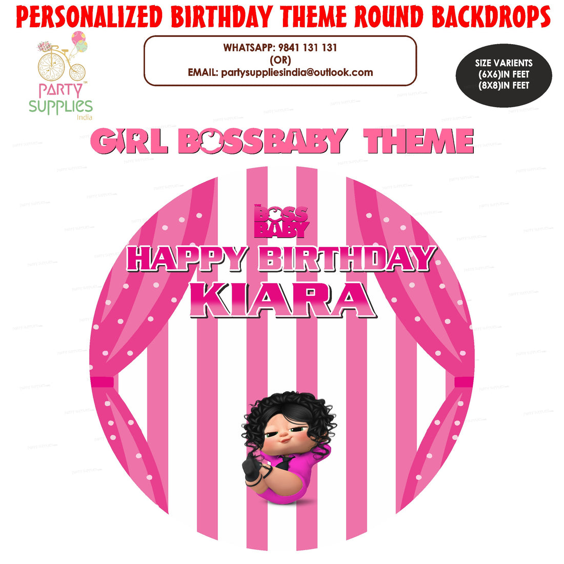 Girl Boss Baby Theme Round Backdrop