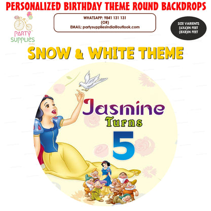 Snow And White Theme Round Backdrop