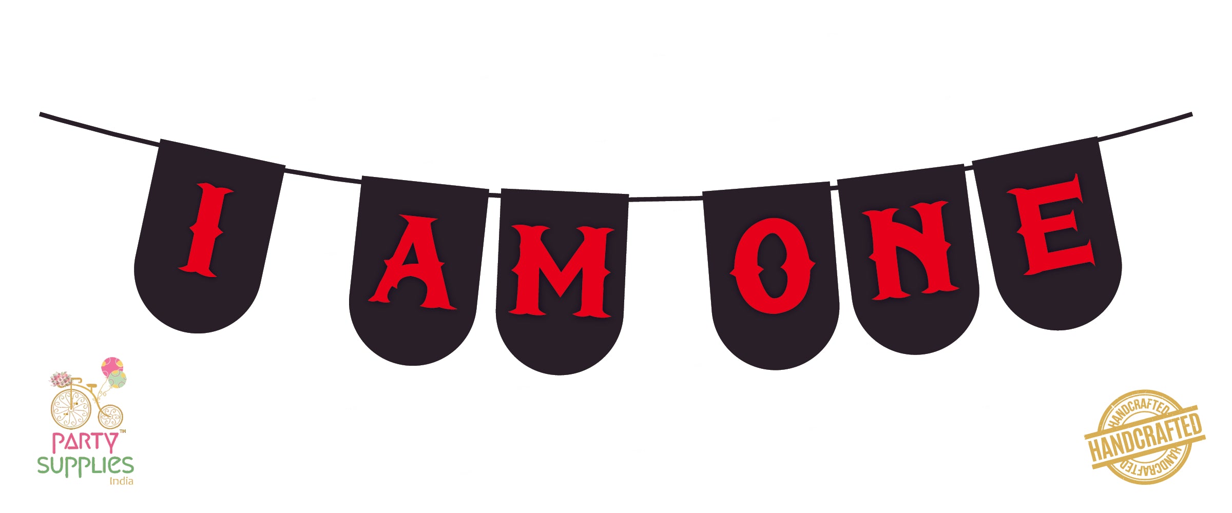 Hand Crafted Black with Red I am One Bunting
