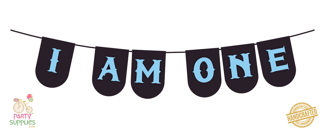 Hand Crafted Black with Mint Green I am one Bunting