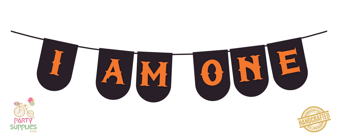 Hand Crafted Black with Orange I am One Bunting