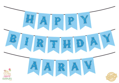 Hand Crafted Sky blue with Blue Happy Birthday Bunting